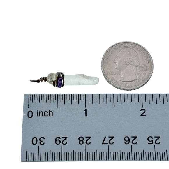 Sterling Silver 925 Purple Purple Spring Wire Wrapped Crystal Point Pendant - Picture 3 of 4